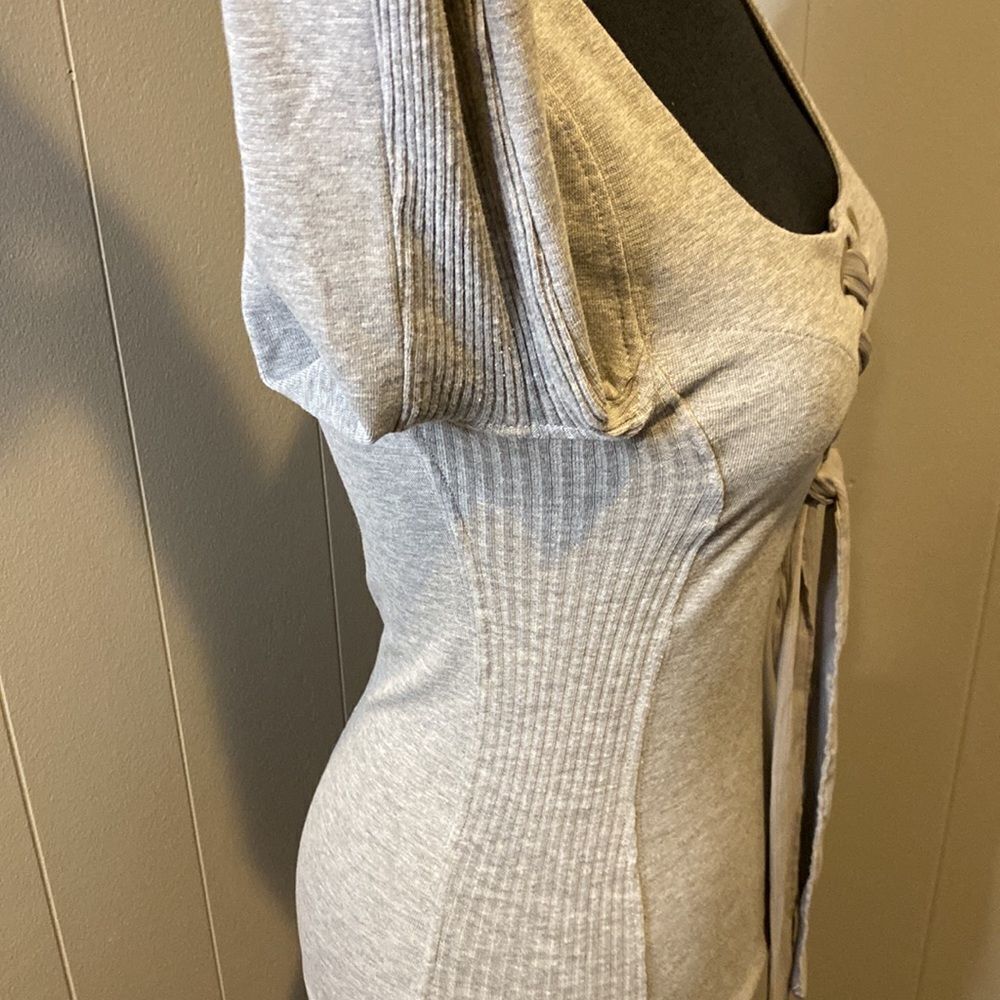 Free People Women’s Extra Small Gray Tie Up Neck Looking Back Long Sleeve Top - Picture 5 of 8